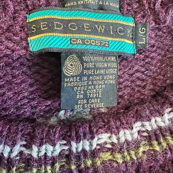 Vintage Sedgewick Hand Knit 100% Pure Virgin Wool Sweater - Large - Picture 2 of 4